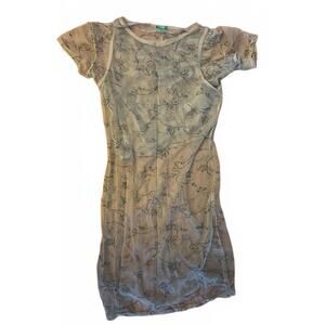 VTG United Colors of Benetton Sheer Floral Mesh Dress with Matching Crop Top S